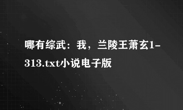 哪有综武：我，兰陵王萧玄1-313.txt小说电子版