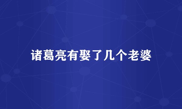 诸葛亮有娶了几个老婆