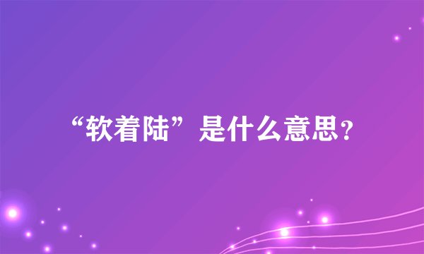 “软着陆”是什么意思？