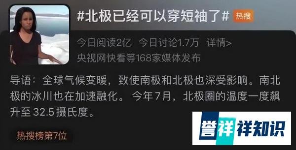 在北极都可以穿短袖了 温度飙升至32.5℃
