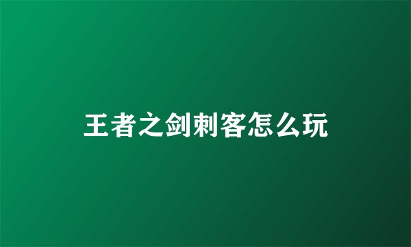 王者之剑刺客怎么玩