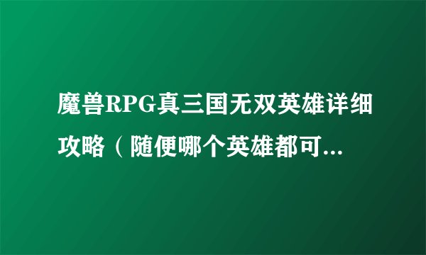 魔兽RPG真三国无双英雄详细攻略(随便哪个英雄都可以,但要详细!)