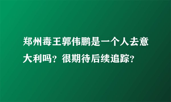 郑州毒王郭伟鹏是一个人去意大利吗？很期待后续追踪？
