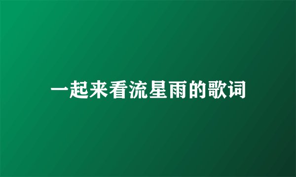 一起来看流星雨的歌词