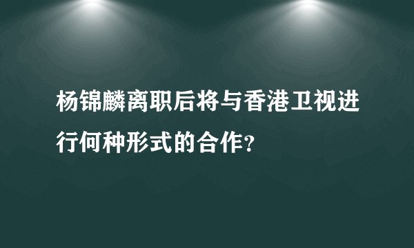 杨锦麟离职后将与香港卫视进行何种形式的合作？