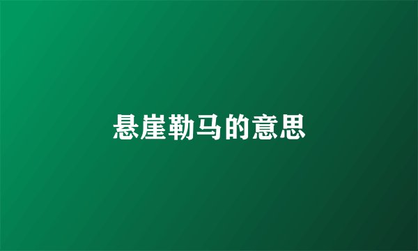 悬崖勒马的意思