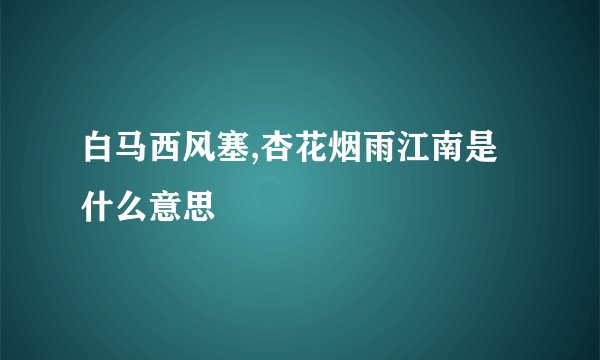 白马西风塞,杏花烟雨江南是什么意思