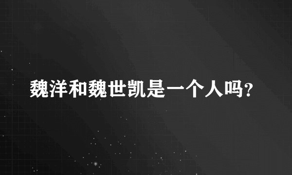 魏洋和魏世凯是一个人吗？