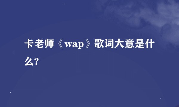 卡老师《wap》歌词大意是什么?