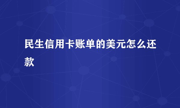 民生信用卡账单的美元怎么还款