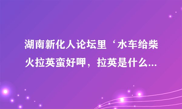 湖南新化人论坛里‘水车给柴火拉英蛮好呷，拉英是什么意思，用两个字表达。