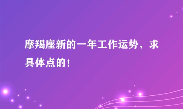 摩羯座新的一年工作运势，求具体点的！