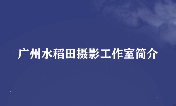 广州水稻田摄影工作室简介