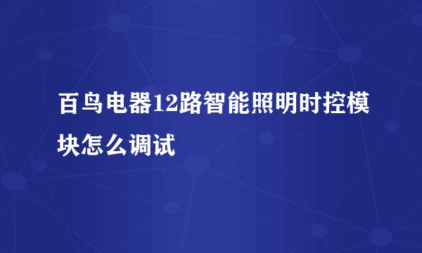 百鸟电器12路智能照明时控模块怎么调试