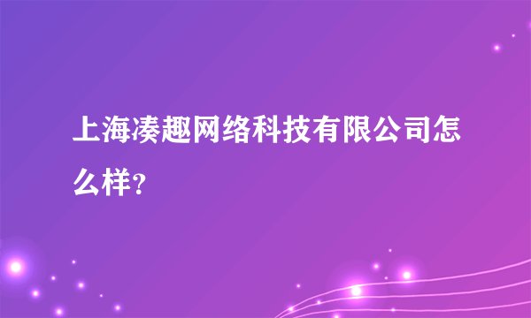 上海凑趣网络科技有限公司怎么样？