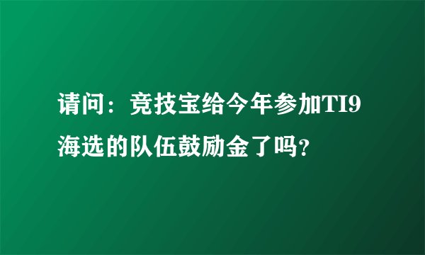 请问：竞技宝给今年参加TI9 海选的队伍鼓励金了吗？