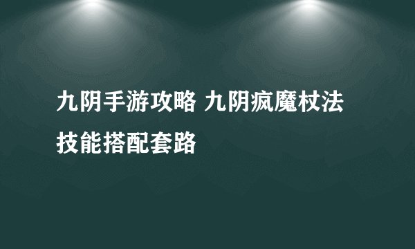 九阴手游攻略 九阴疯魔杖法技能搭配套路
