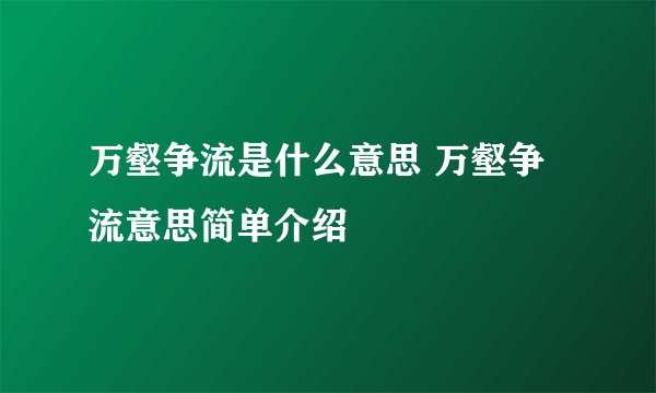 万壑争流是什么意思 万壑争流意思简单介绍