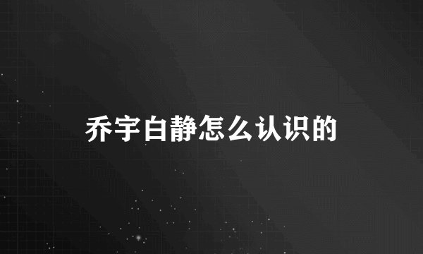 乔宇白静怎么认识的