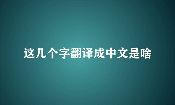 这几个字翻译成中文是啥
