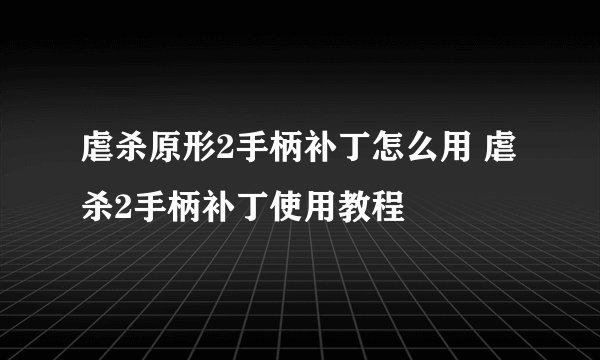 虐杀原形2手柄补丁怎么用 虐杀2手柄补丁使用教程