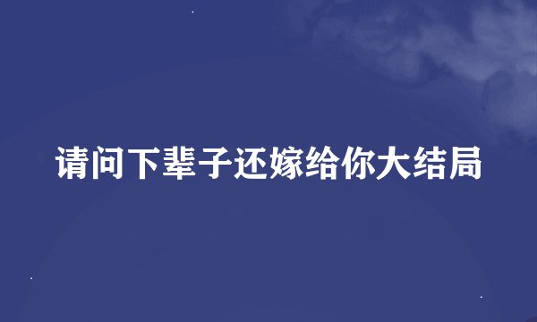 请问下辈子还嫁给你大结局