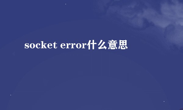 socket error什么意思