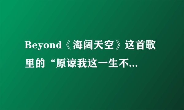 Beyond《海阔天空》这首歌里的“原谅我这一生不羁放纵爱自由”，是什么意思