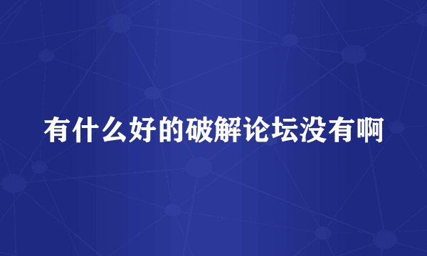 有什么好的破解论坛没有啊