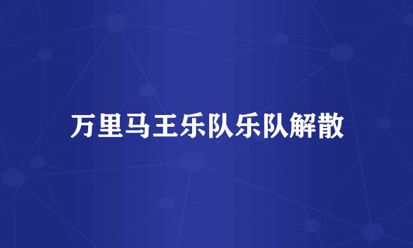 万里马王乐队乐队解散