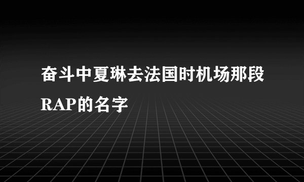 奋斗中夏琳去法国时机场那段RAP的名字