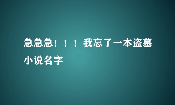急急急！！！我忘了一本盗墓小说名字