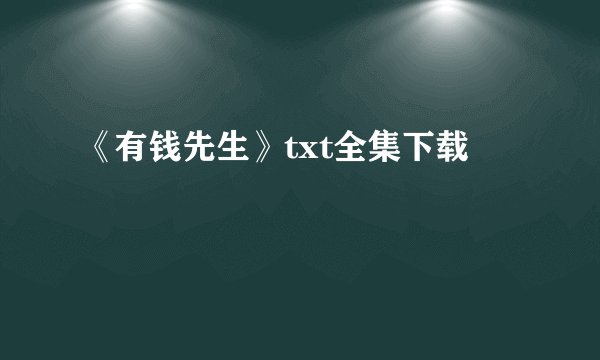 《有钱先生》txt全集下载