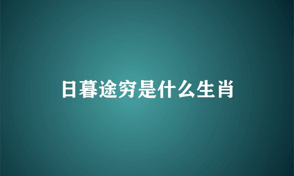 日暮途穷是什么生肖
