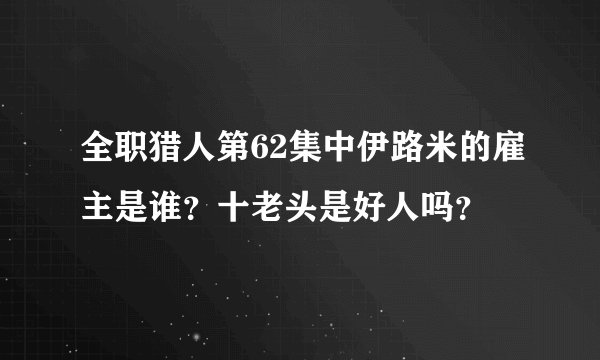 全职猎人第62集中伊路米的雇主是谁？十老头是好人吗？