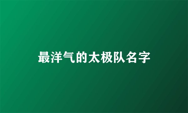 最洋气的太极队名字