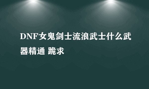 DNF女鬼剑士流浪武士什么武器精通 跪求