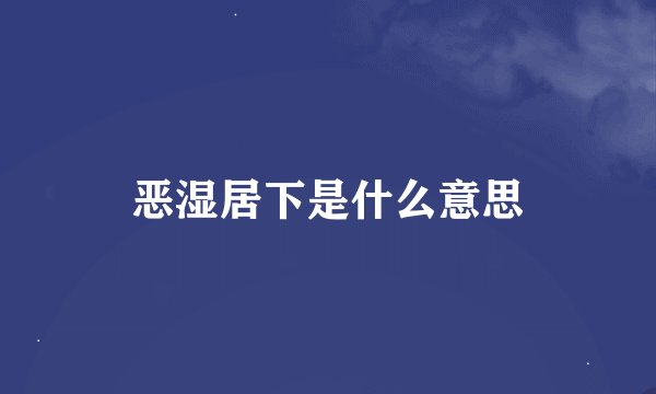 恶湿居下是什么意思