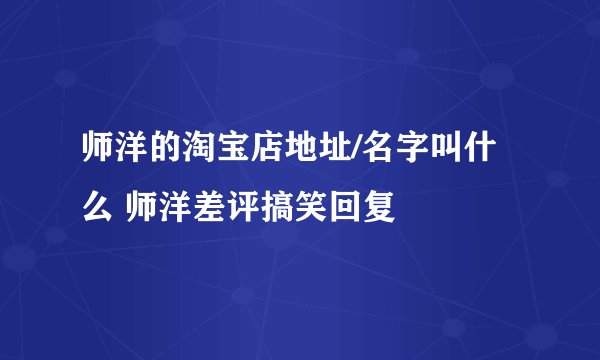 师洋的淘宝店地址/名字叫什么 师洋差评搞笑回复