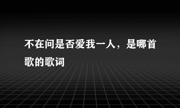 不在问是否爱我一人，是哪首歌的歌词