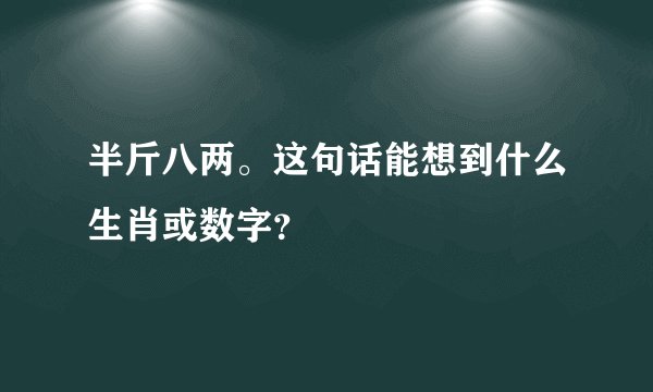 半斤八两。这句话能想到什么生肖或数字？