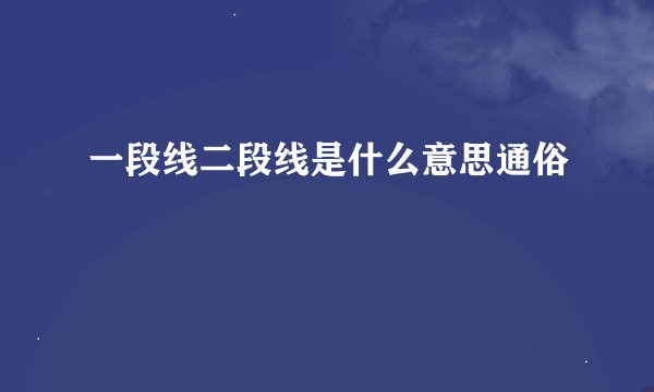 一段线二段线是什么意思通俗
