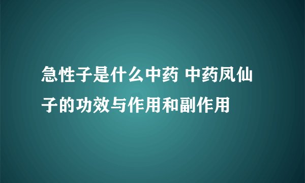 急性子是什么中药 中药凤仙子的功效与作用和副作用
