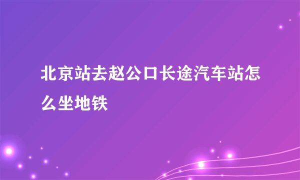北京站去赵公口长途汽车站怎么坐地铁