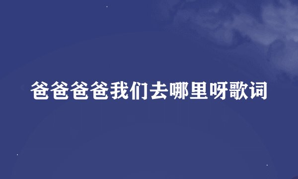 爸爸爸爸我们去哪里呀歌词