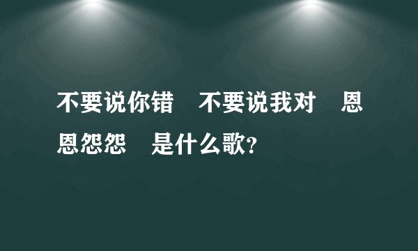 不要说你错 不要说我对 恩恩怨怨 是什么歌？