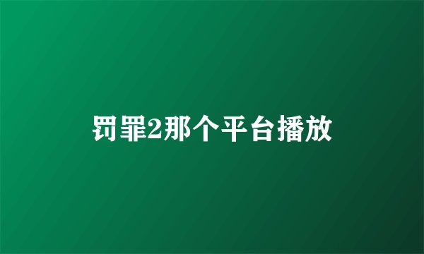 罚罪2那个平台播放