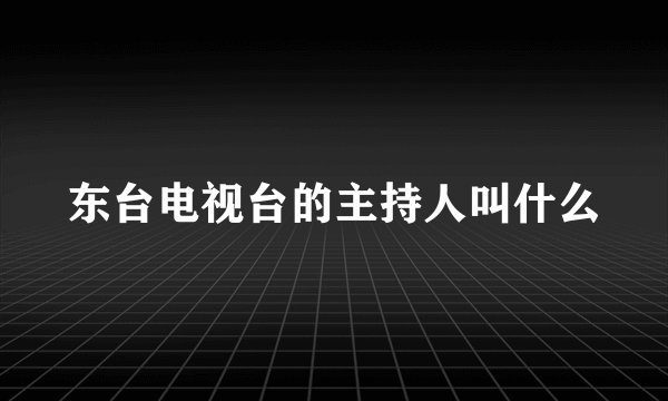 东台电视台的主持人叫什么