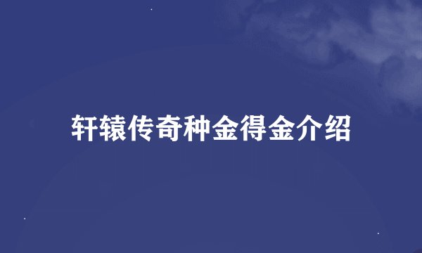 轩辕传奇种金得金介绍