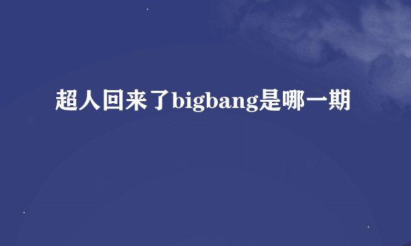 超人回来了bigbang是哪一期